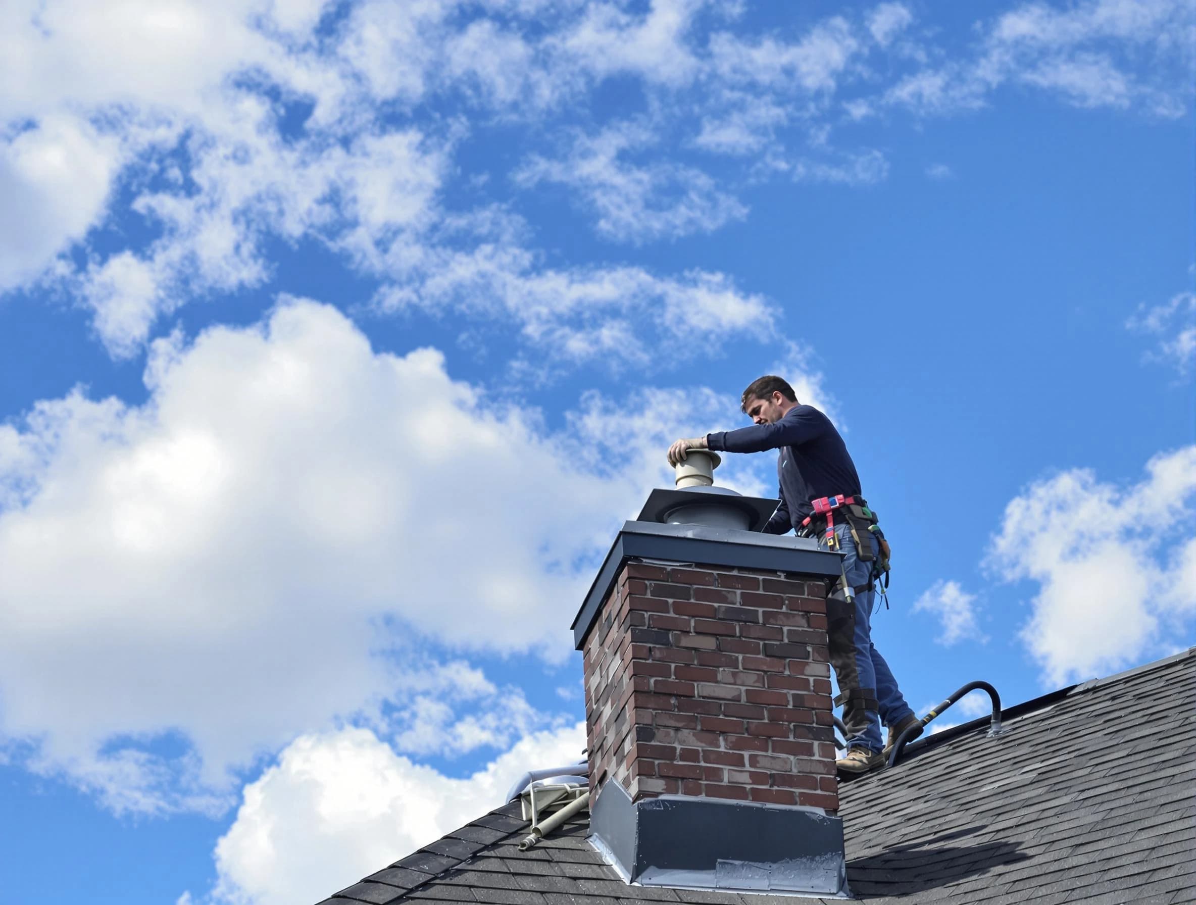 Powder Springs Chimney Sweep installing a sturdy chimney cap in Powder Springs, GA