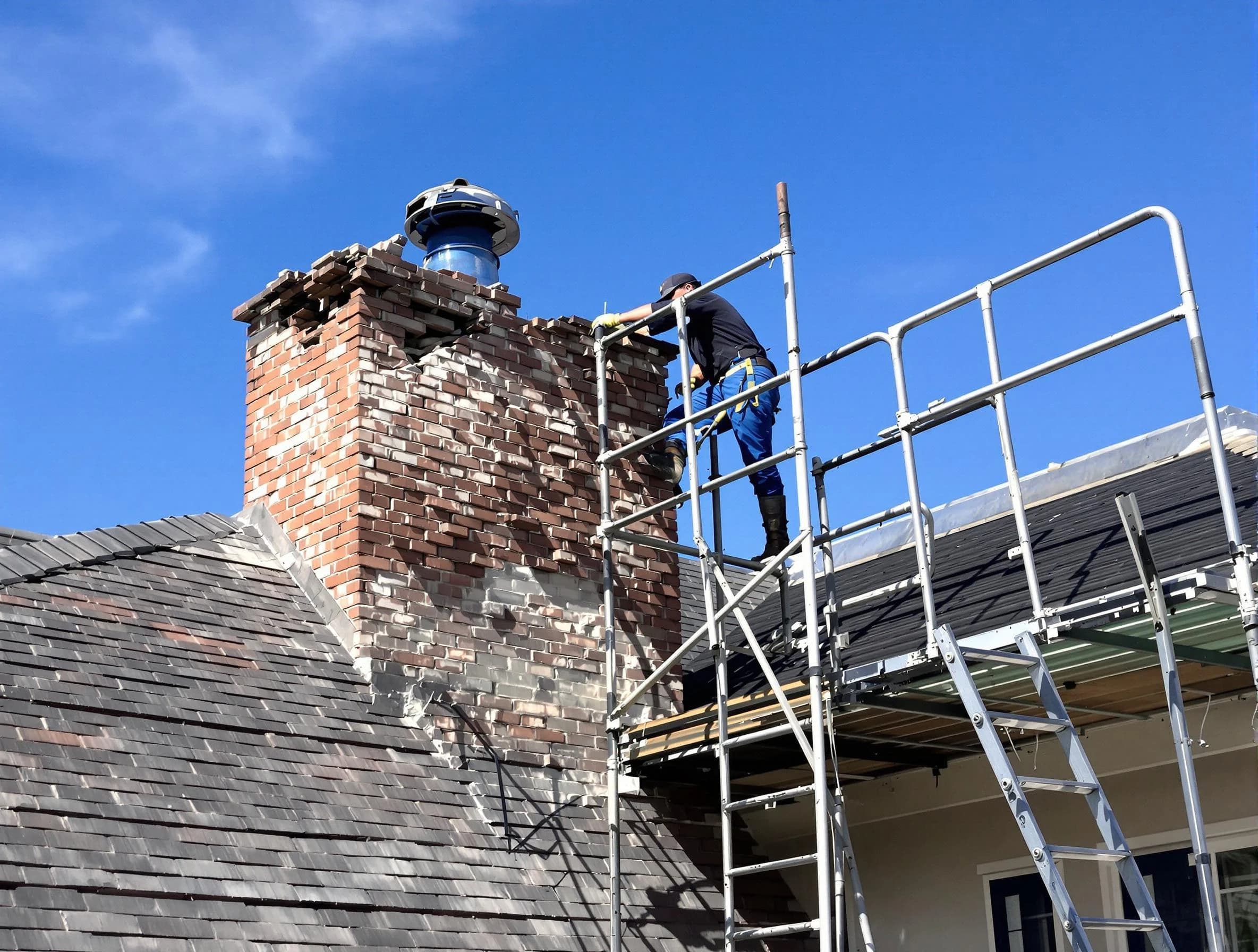 Rebuilding a chimney structure by Powder Springs Chimney Sweep in Powder Springs, GA
