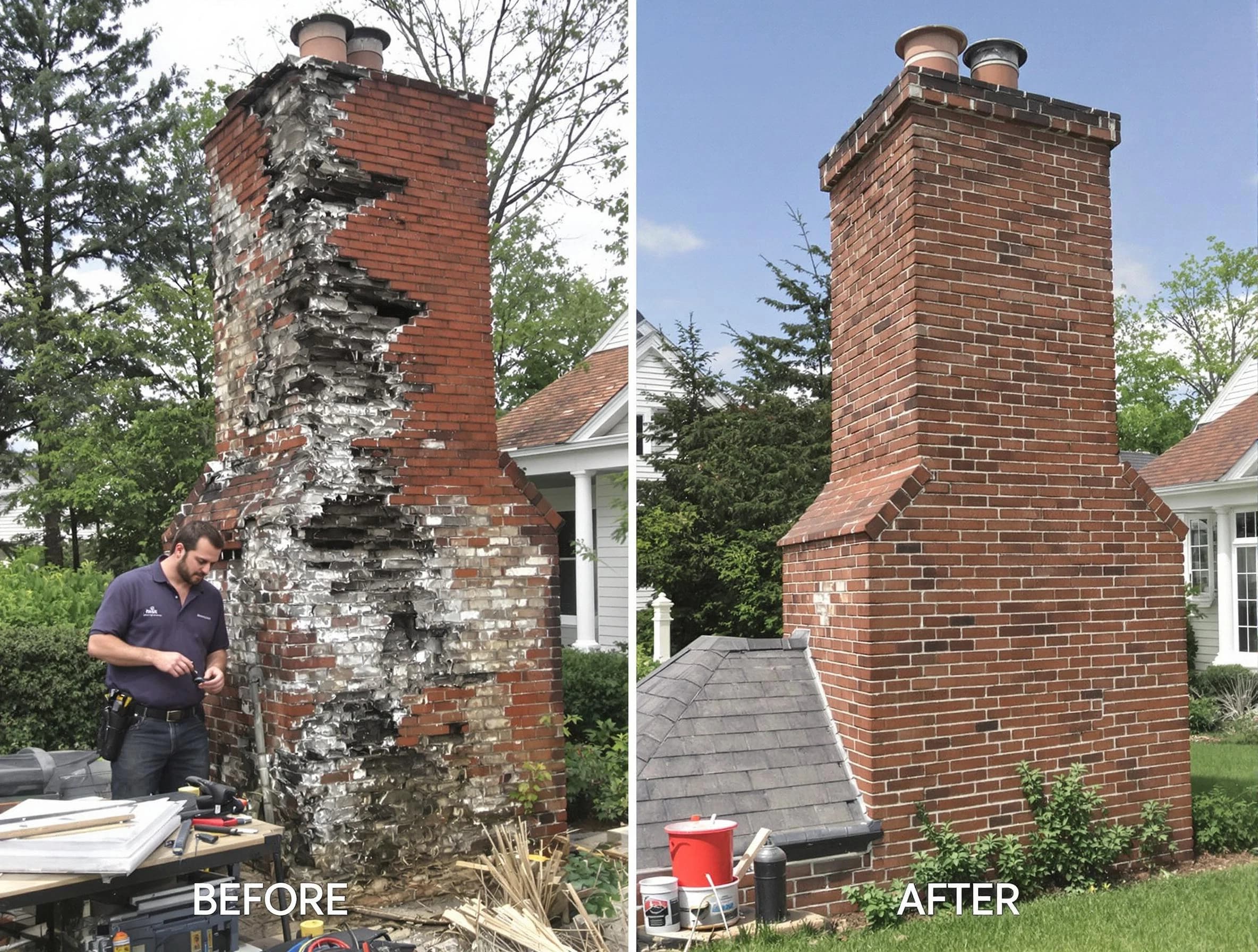 Powder Springs Chimney Sweep performing a full chimney restoration in Powder Springs, GA