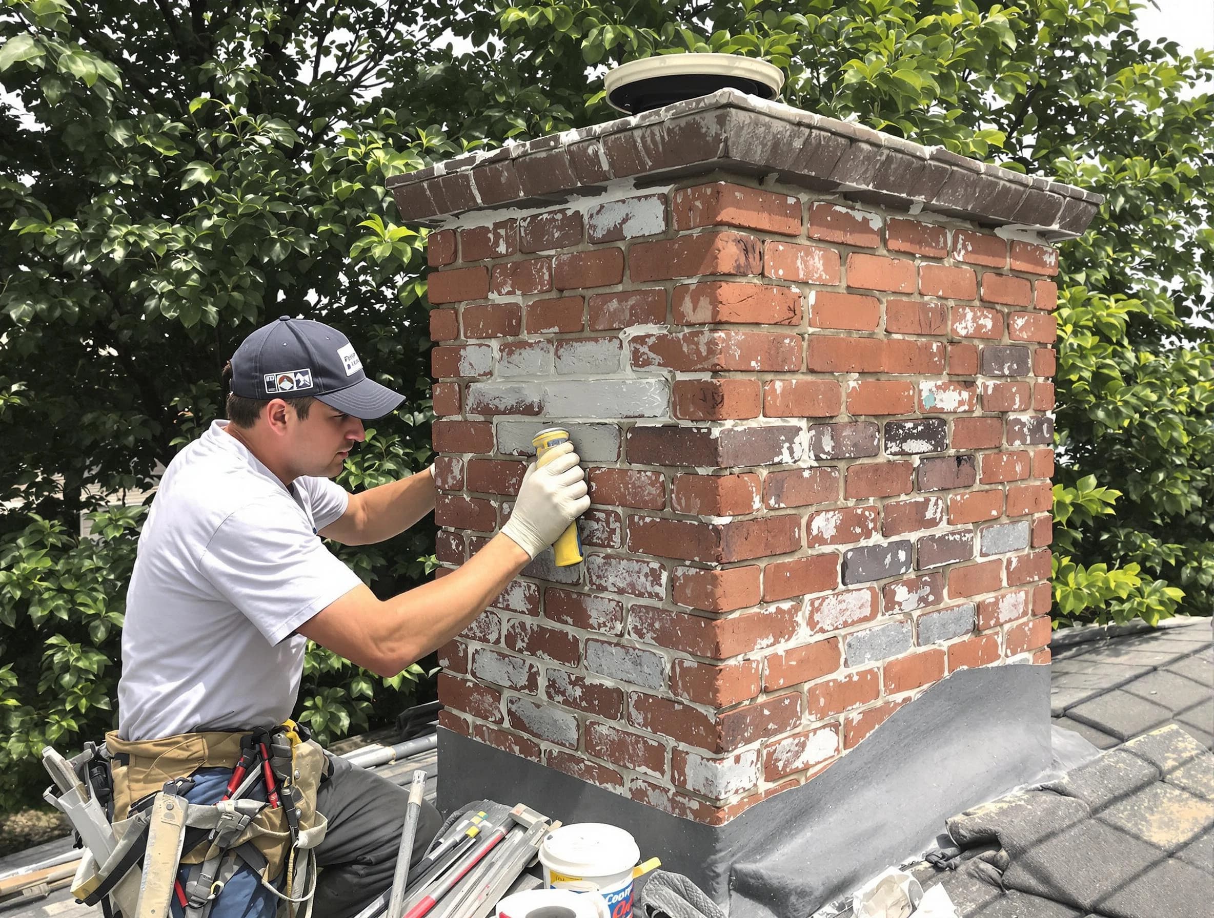 Powder Springs Chimney Sweep restoring an aging chimney in Powder Springs, GA