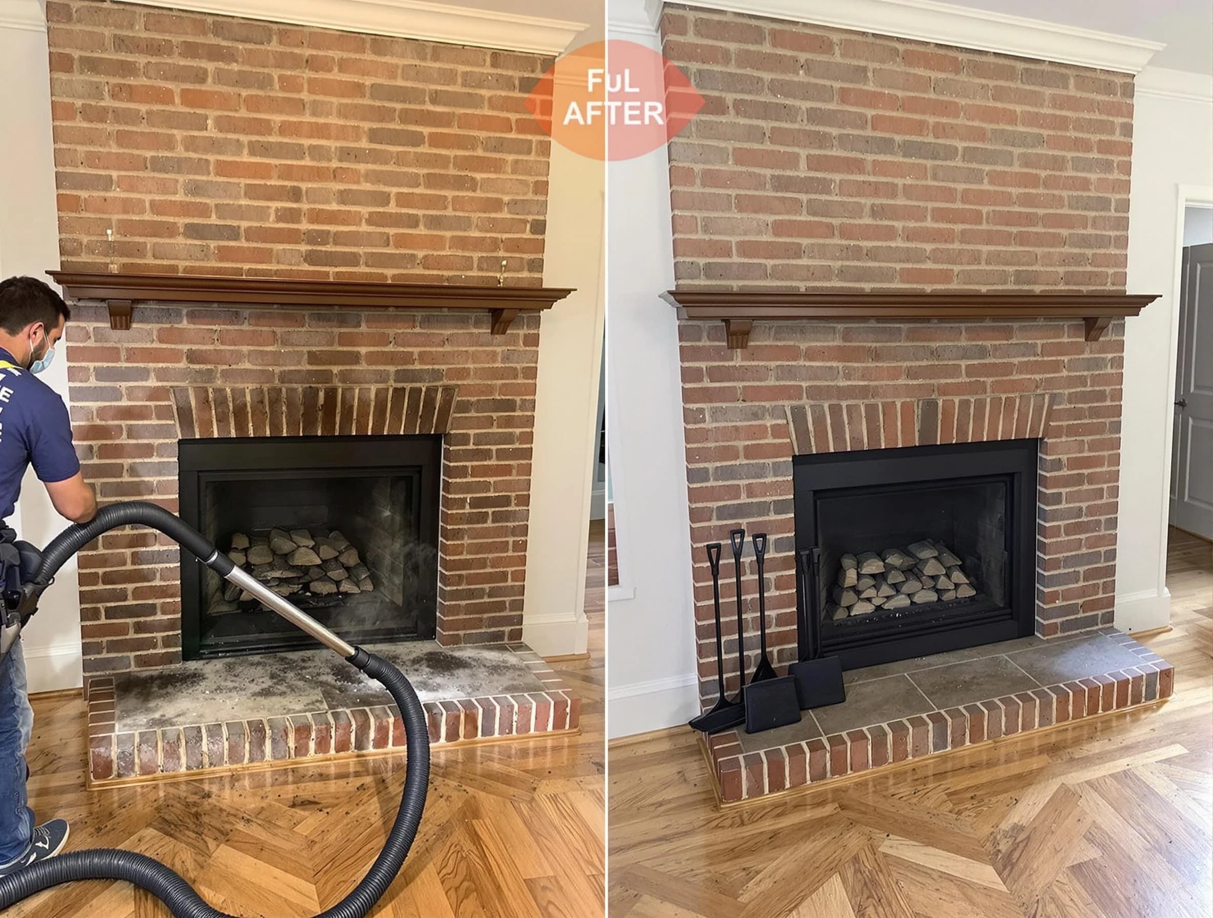 Powder Springs Chimney Sweep carefully sanitizing a fireplace in Powder Springs, GA