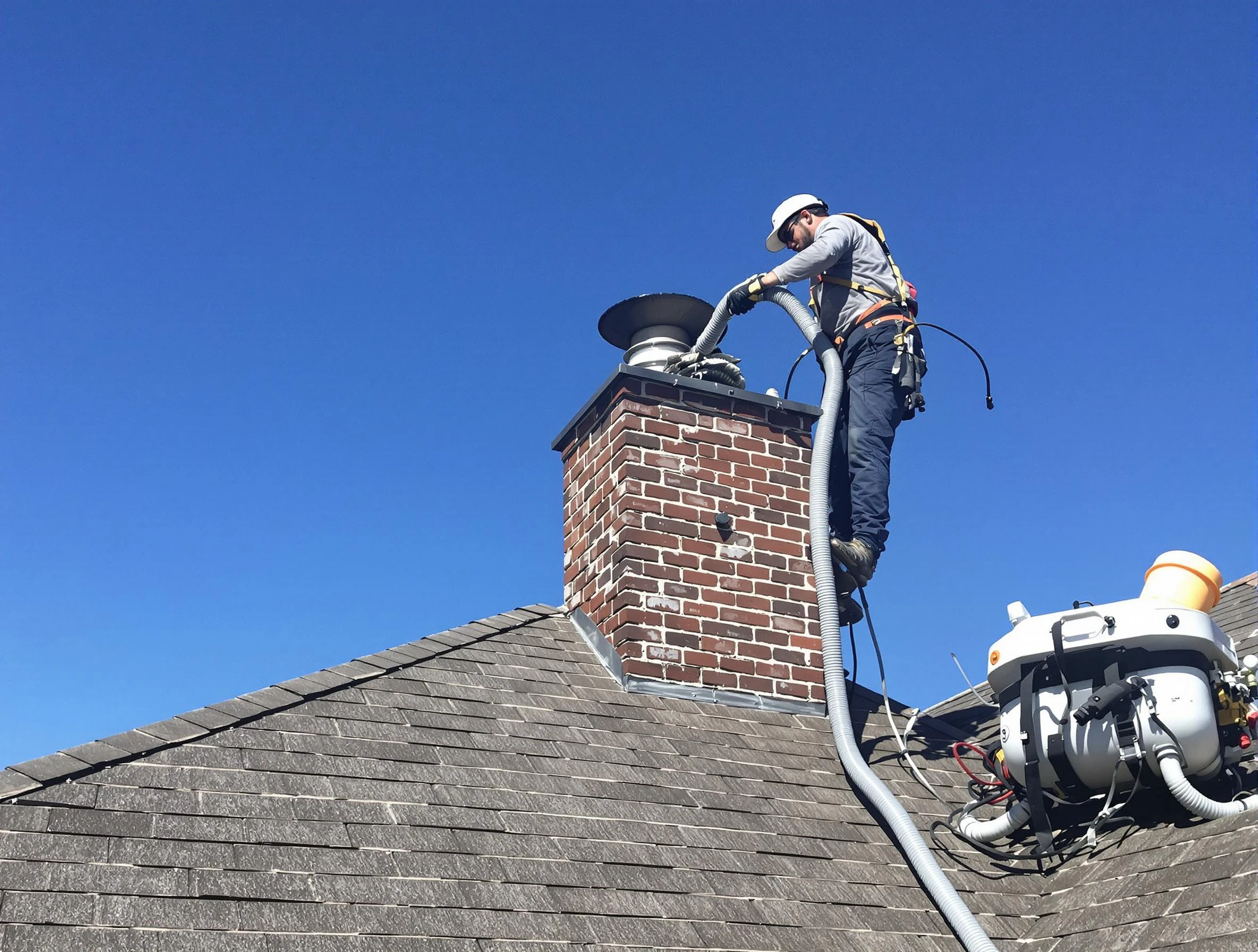 Dedicated Powder Springs Chimney Sweep team member cleaning a chimney in Powder Springs, GA