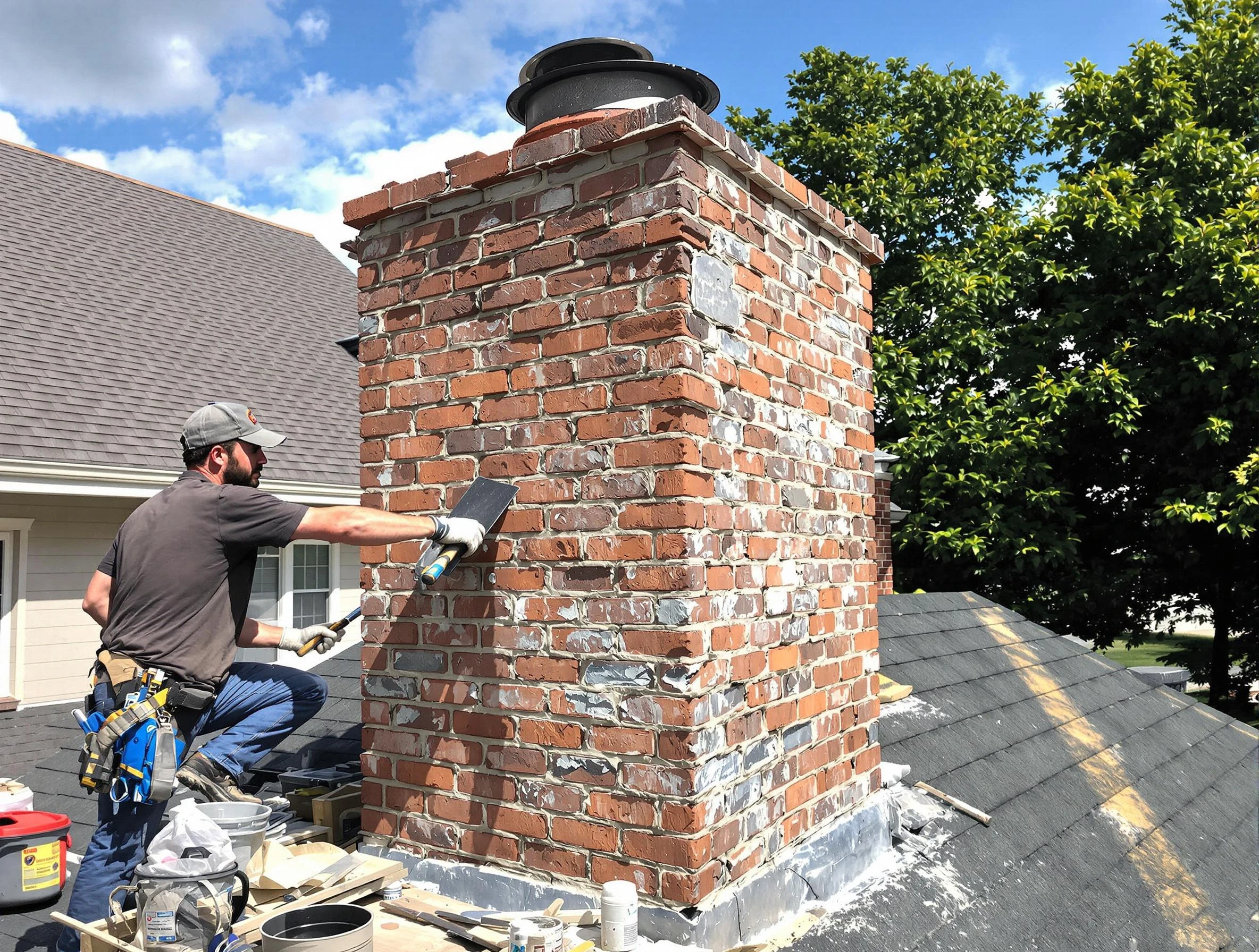 Completed chimney rebuild by Powder Springs Chimney Sweep in Powder Springs, GA