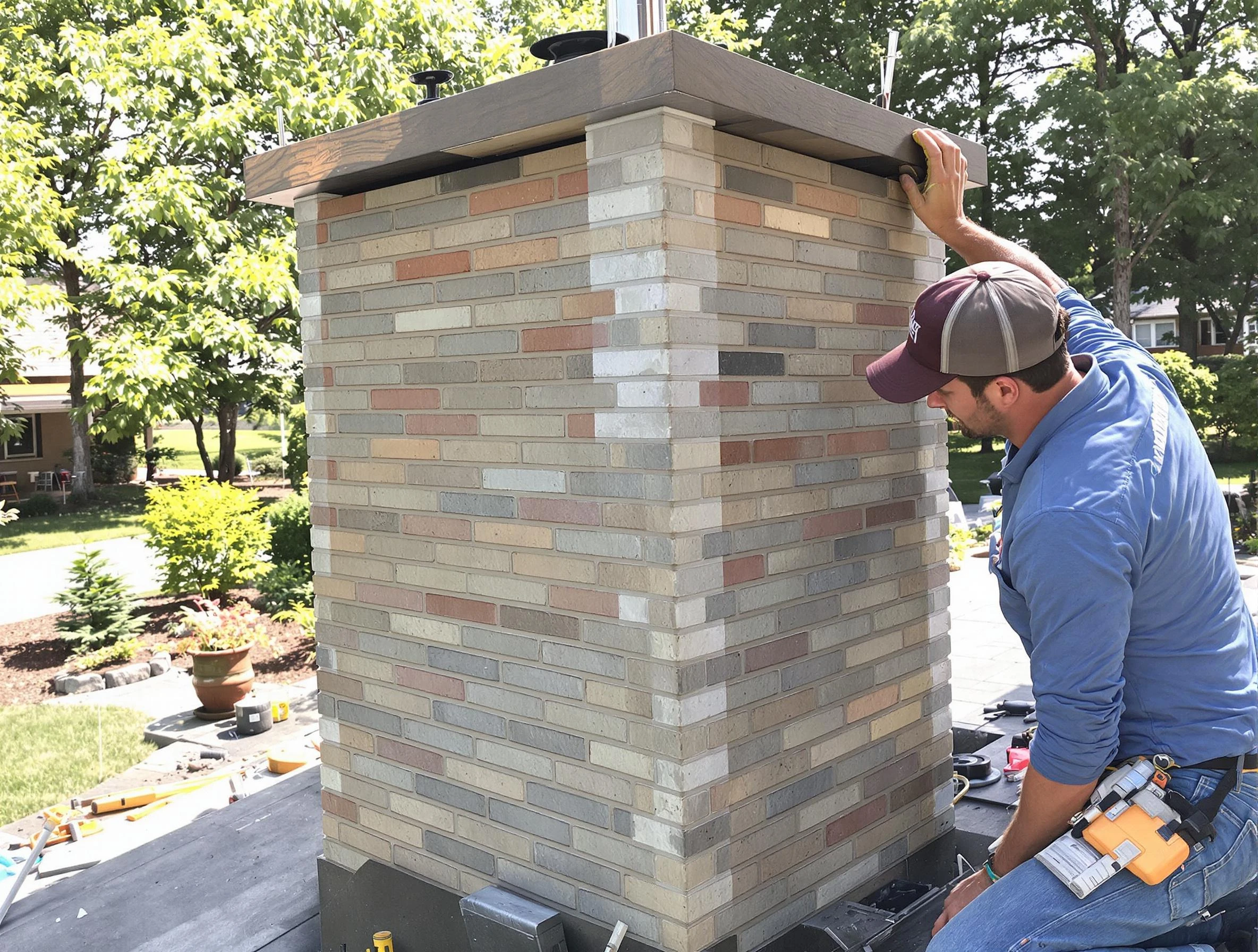 Powder Springs Chimney Sweep completing a modern chimney remodel in Powder Springs, GA