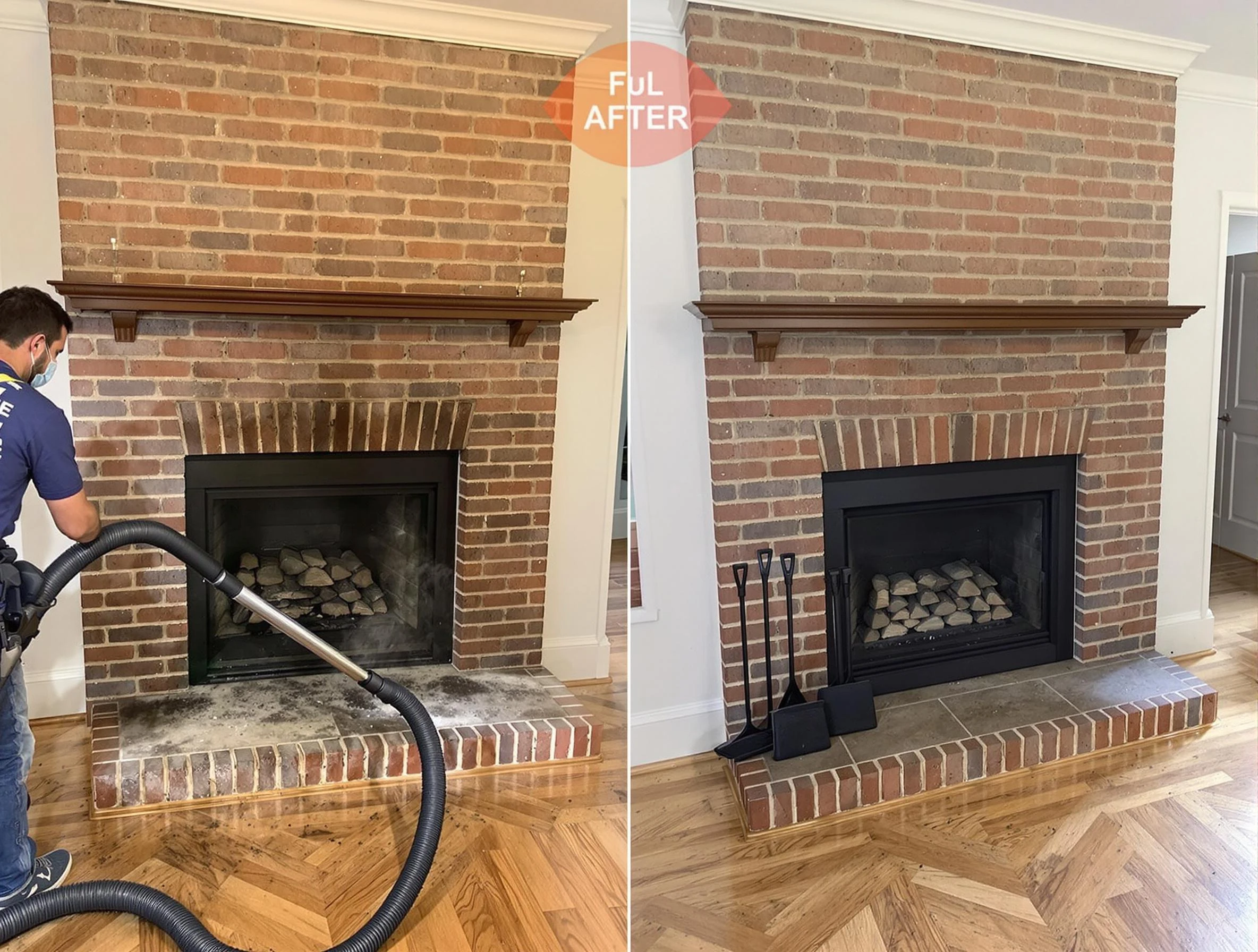 Powder Springs Chimney Sweep carefully sanitizing a fireplace in Powder Springs, GA