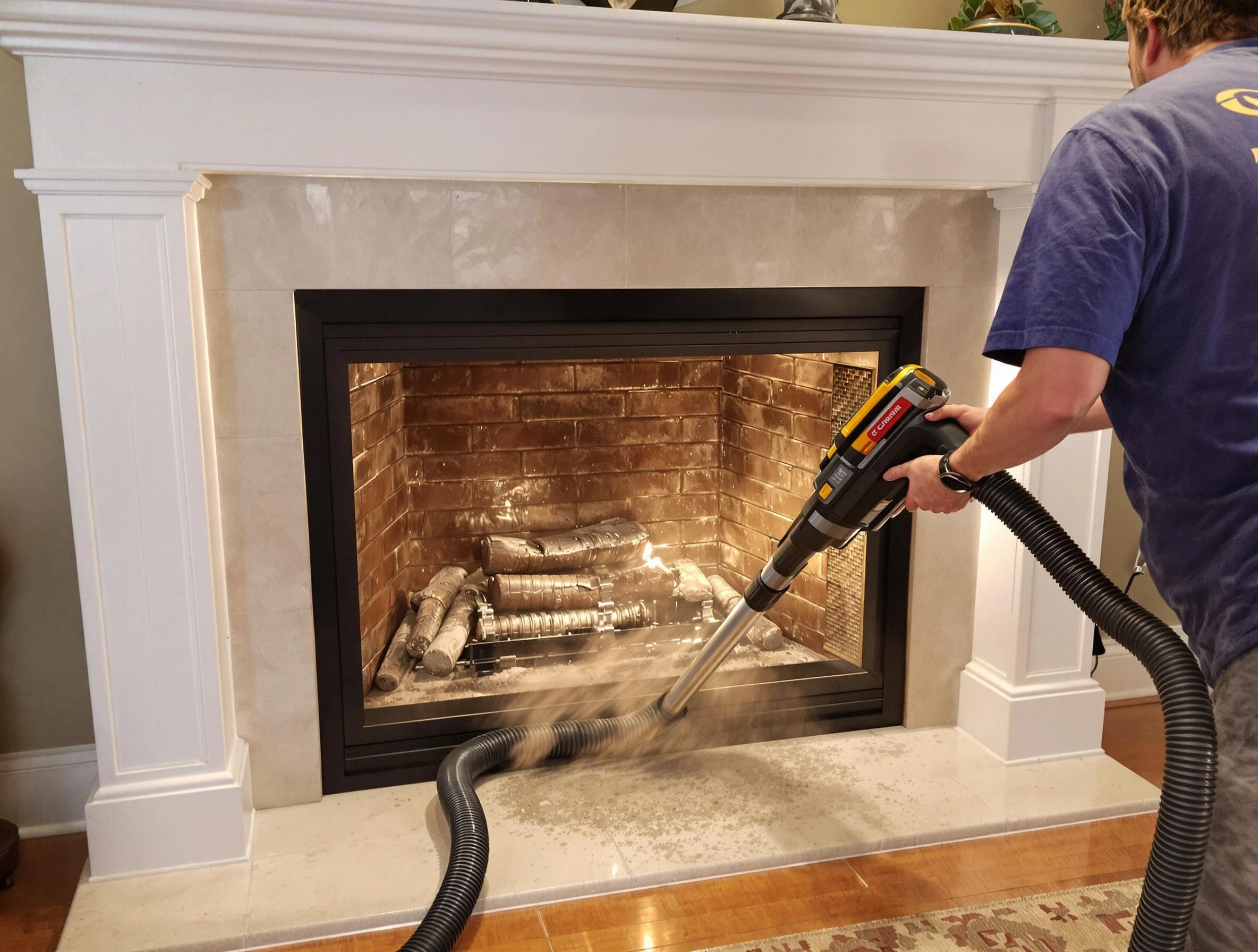 Fireplace cleaning performed by Powder Springs Chimney Sweep in Powder Springs, GA