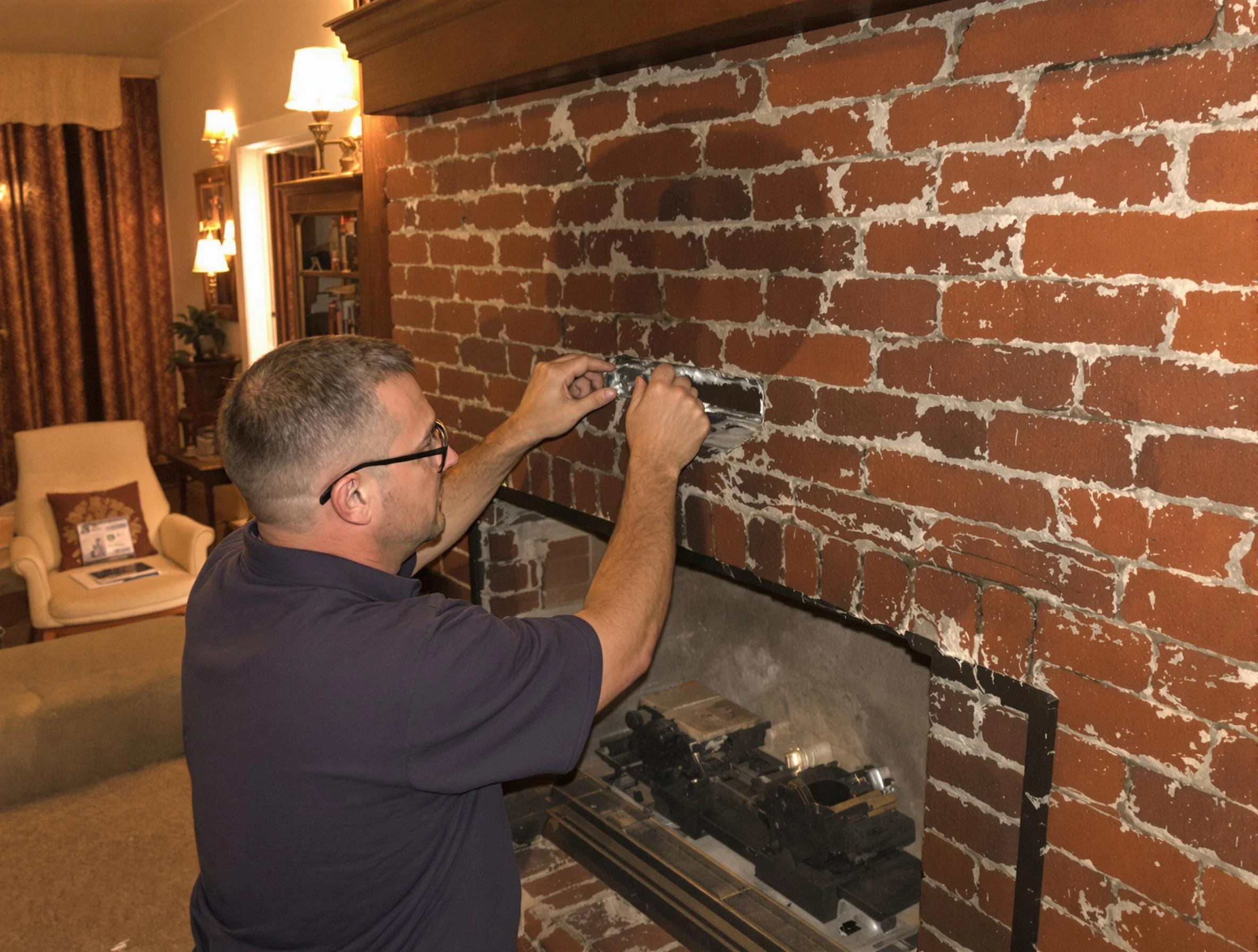 Powder Springs Chimney Sweep expert fixing a fireplace in Powder Springs, GA